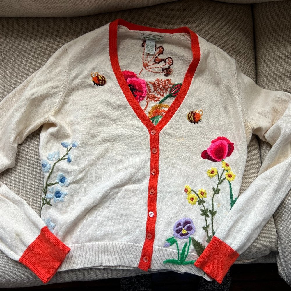 Free People flower embroidered cardigan, M